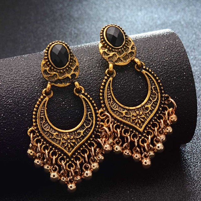 SHUANGR Fashion Hot Gold-color Metal Tassel Dangle Earrings Oversize Pendientes Long Earrings For Women Ethnic Indian Jewelry