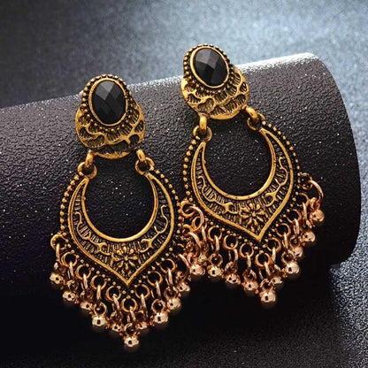 SHUANGR Fashion Hot Gold-color Metal Tassel Dangle Earrings Oversize Pendientes Long Earrings For Women Ethnic Indian Jewelry