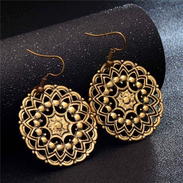 SHUANGR Fashion Hot Gold-color Metal Tassel Dangle Earrings Oversize Pendientes Long Earrings For Women Ethnic Indian Jewelry