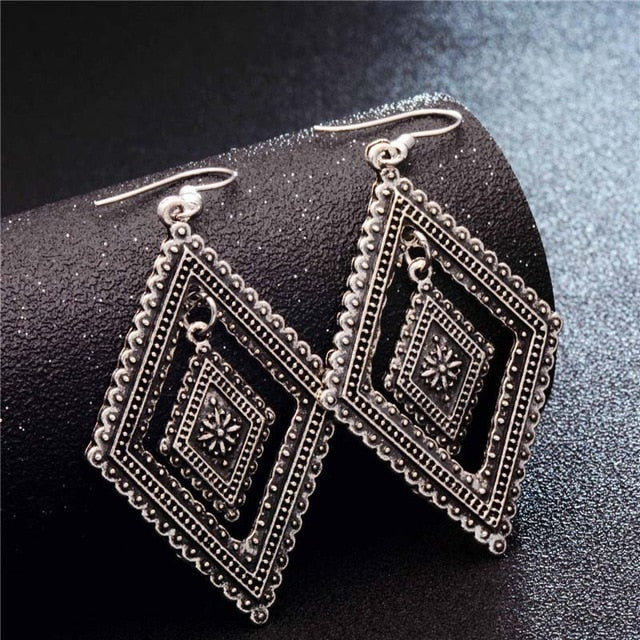 SHUANGR Fashion Hot Gold-color Metal Tassel Dangle Earrings Oversize Pendientes Long Earrings For Women Ethnic Indian Jewelry