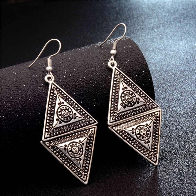 SHUANGR Fashion Hot Gold-color Metal Tassel Dangle Earrings Oversize Pendientes Long Earrings For Women Ethnic Indian Jewelry